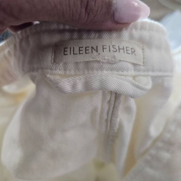 Eileen Fisher Jacket Womens Medium White Denim Button Front Pockets - Picture 6 of 7